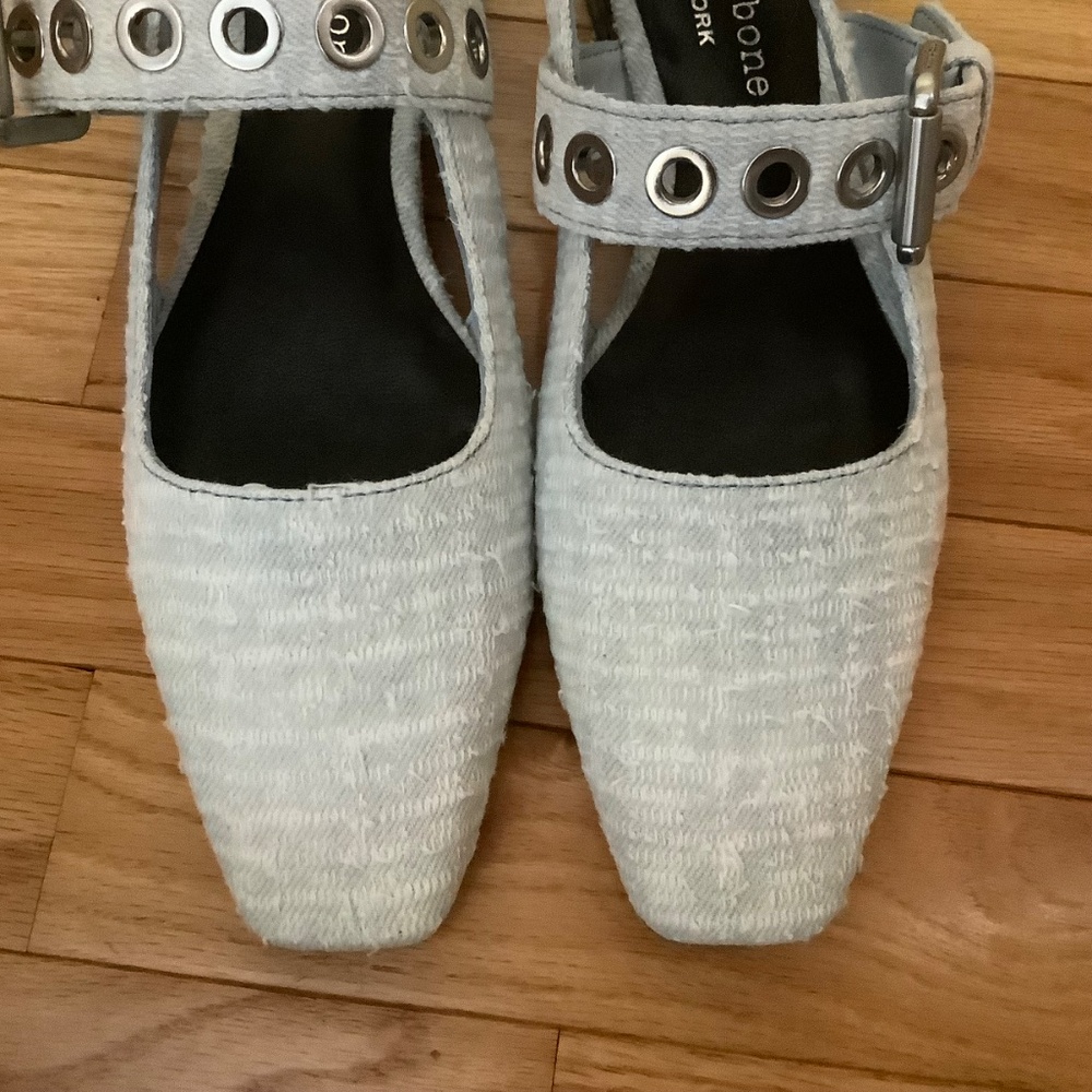 Rag & Bone Astra Slingback Flat Light Blue SZ EU 38/US 8 - Picture 8 of 15
